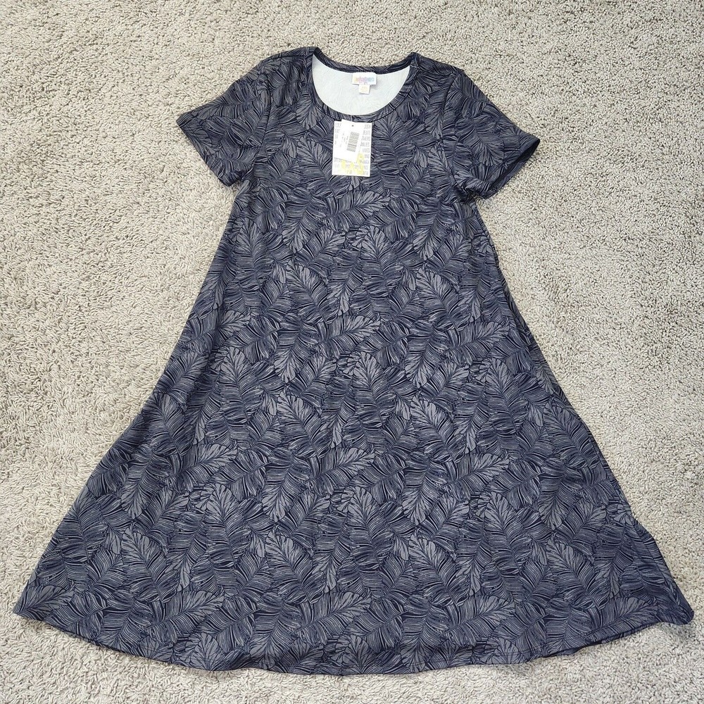 New LuLaRoe Size XXS  Womens Floral Gray Feather Nicki Dress A Line Pockets
